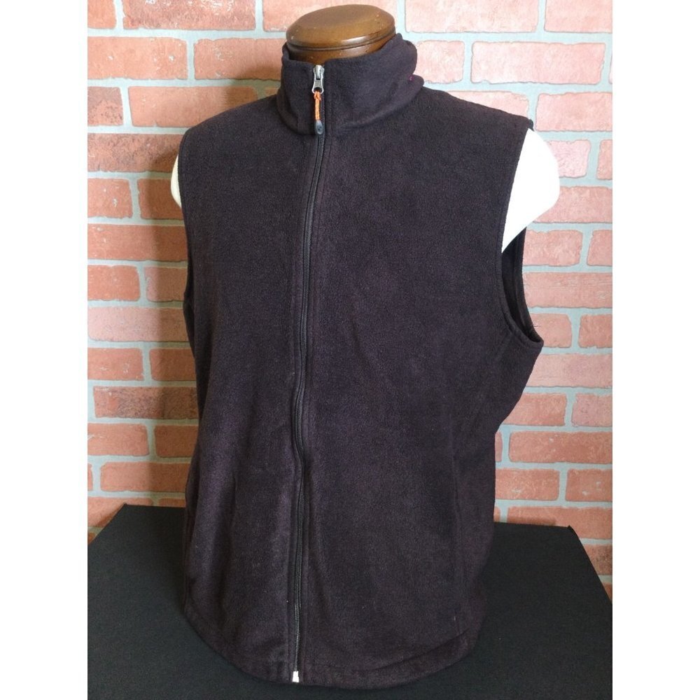 Woolrich Mens Woolen Mills Full Zip Fleece Vest Sleeveless Stand Collar Solid XL
